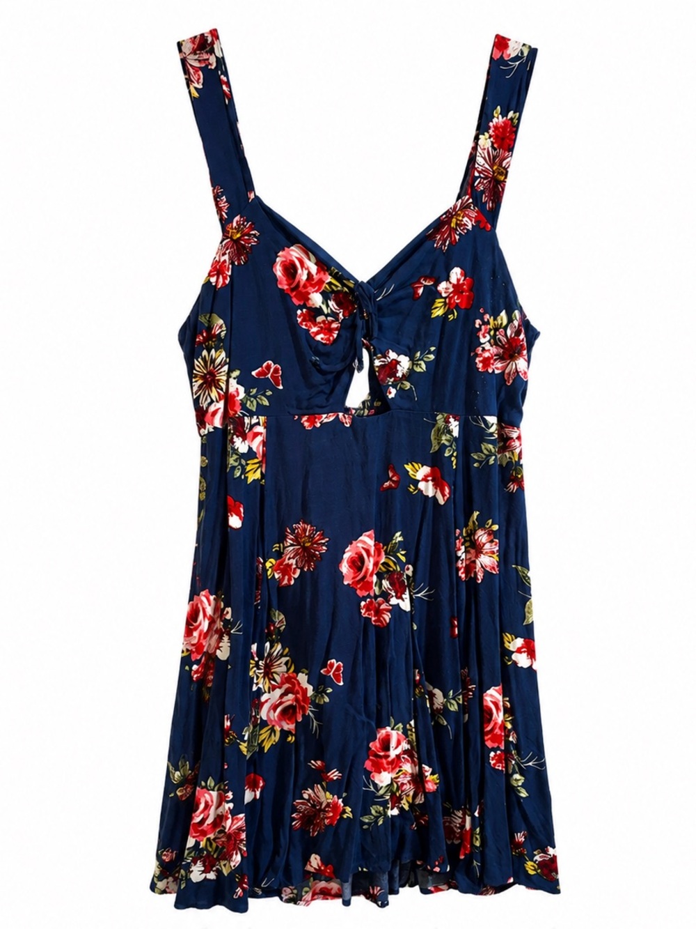 Xhilaration Navy Floral Mini Dress with Red Roses
